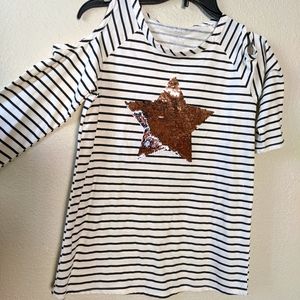 Awesome 3/4 sleeve shoulder off sequin blouse.